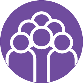 purple icon with group of people in white