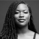 black and white photo of ebony west